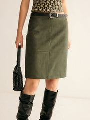 Suede Effect A-Line Skirt Without Belt