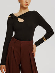 Asymmetrical Knotted Jersey Top