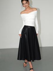 Semi-Sheer Plain Ruched Slim T-Shirt