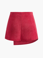 Button-Decor Corduroy Zipper Skort