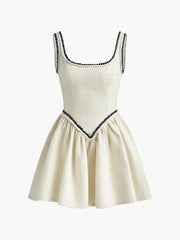 Tweed Pleated Strappy Dress