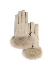 Fur Trim Cashmere Gloves