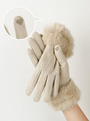 Fur Trim Cashmere Gloves
