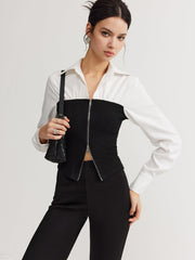 Two-Way Zip Color Block Polo Shirt