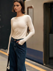 Semi-Sheer Finger Hole Plisse Top