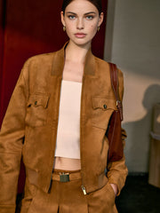 Suede Effect Zipper Jacket