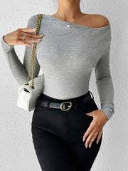 Asymmetrical Neck High Stretch Top