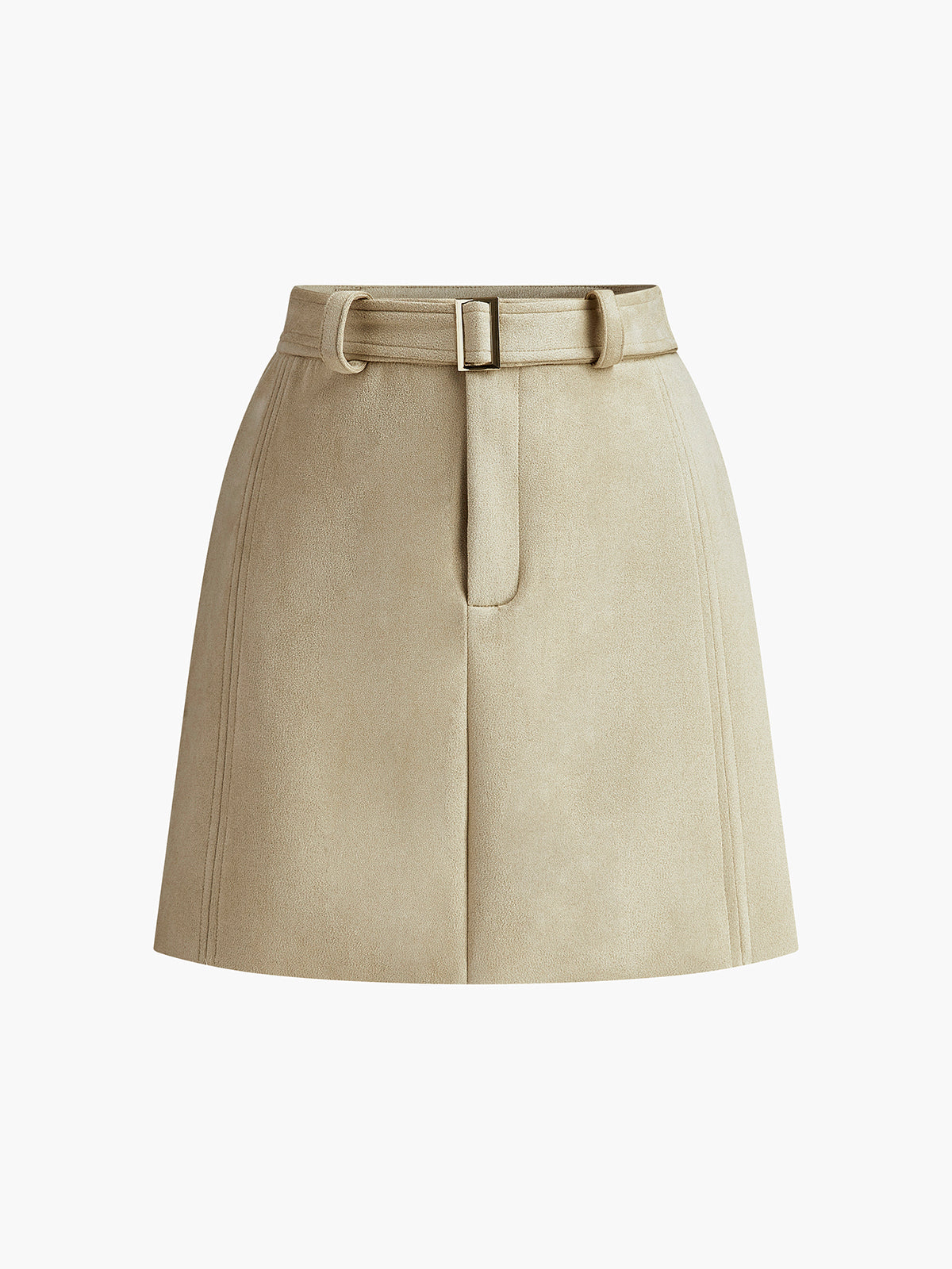Belted Suede Effect Mini Skirt