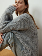 Cable-Knit Button Cardigan