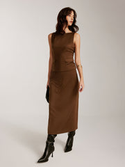 Back-Zipper Suede Effect Tank Top