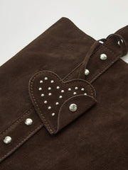 Studded Clasp Button Shoulder Bag