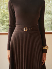 Pleated Suede Effect Skirt