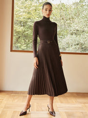Pleated Suede Effect Skirt