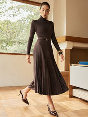 Pleated Suede Effect Skirt