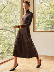 Pleated Suede Effect Skirt