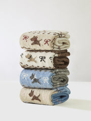 1pr Wool-Blend Puppy-Pattern Socks