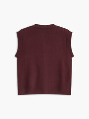 Crew Neck Metal Button Sweater Vest