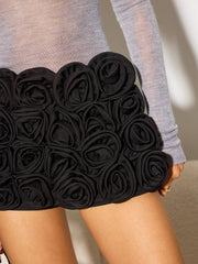 Sheer Mid-Waist Rosette Skort