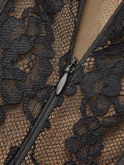 Pleated Satin-Hem Lace Cami Dress