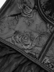 Sheer Embroidered Floral Ruffle Lace Corset