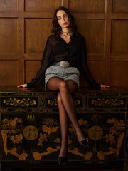 Semi-Sheer Ruffle Button Blouse