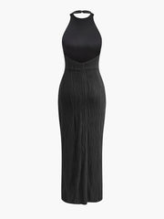 Pleated Halter Neck Dress