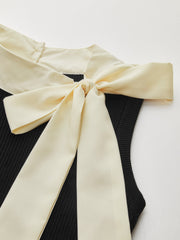 Color Block Bow Sweater Vest