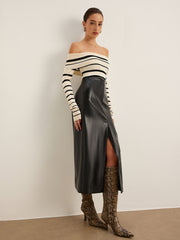Double Sided Split Faux Leather Skirt