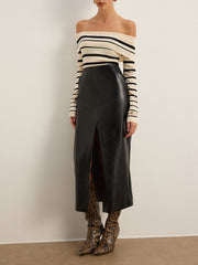 Double Sided Split Faux Leather Skirt