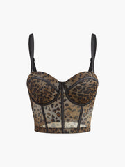 Semi-Sheer Leopard Printed Corset
