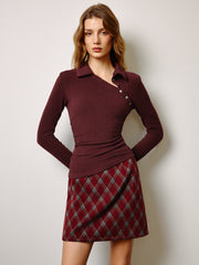 Asymmetrical Button Skinny Polo T-Shirt