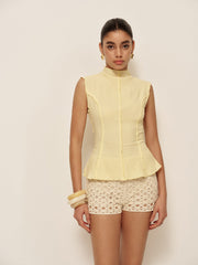 Semi-Sheer Textured Peplum Top