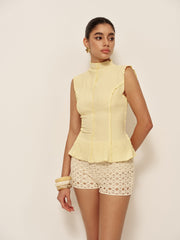 Semi-Sheer Textured Peplum Top