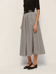 Mid-Waisted Pleated Check Skirt
