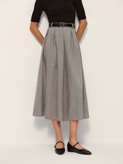 Mid-Waisted Pleated Check Skirt