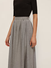 Mid-Waisted Pleated Check Skirt