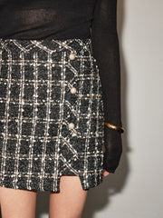 Mid-Waist Checked Mini Skirt