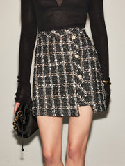Mid-Waist Checked Mini Skirt