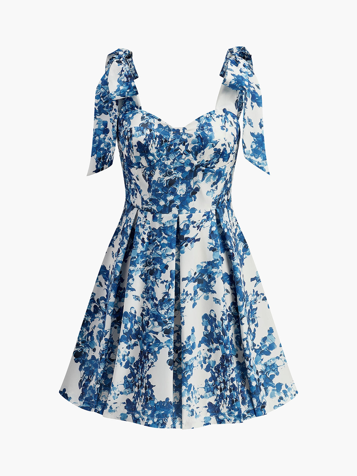 Floral Print Tie-Strap Sweetheart Dress