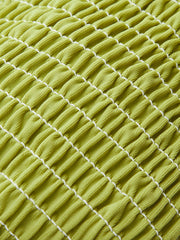 Smocked Triangle Bikini With Tie Straps