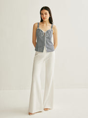 Plaid Tie-Front Sleeveless Top