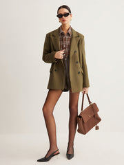 Suede Effect Back-Slit Blazer