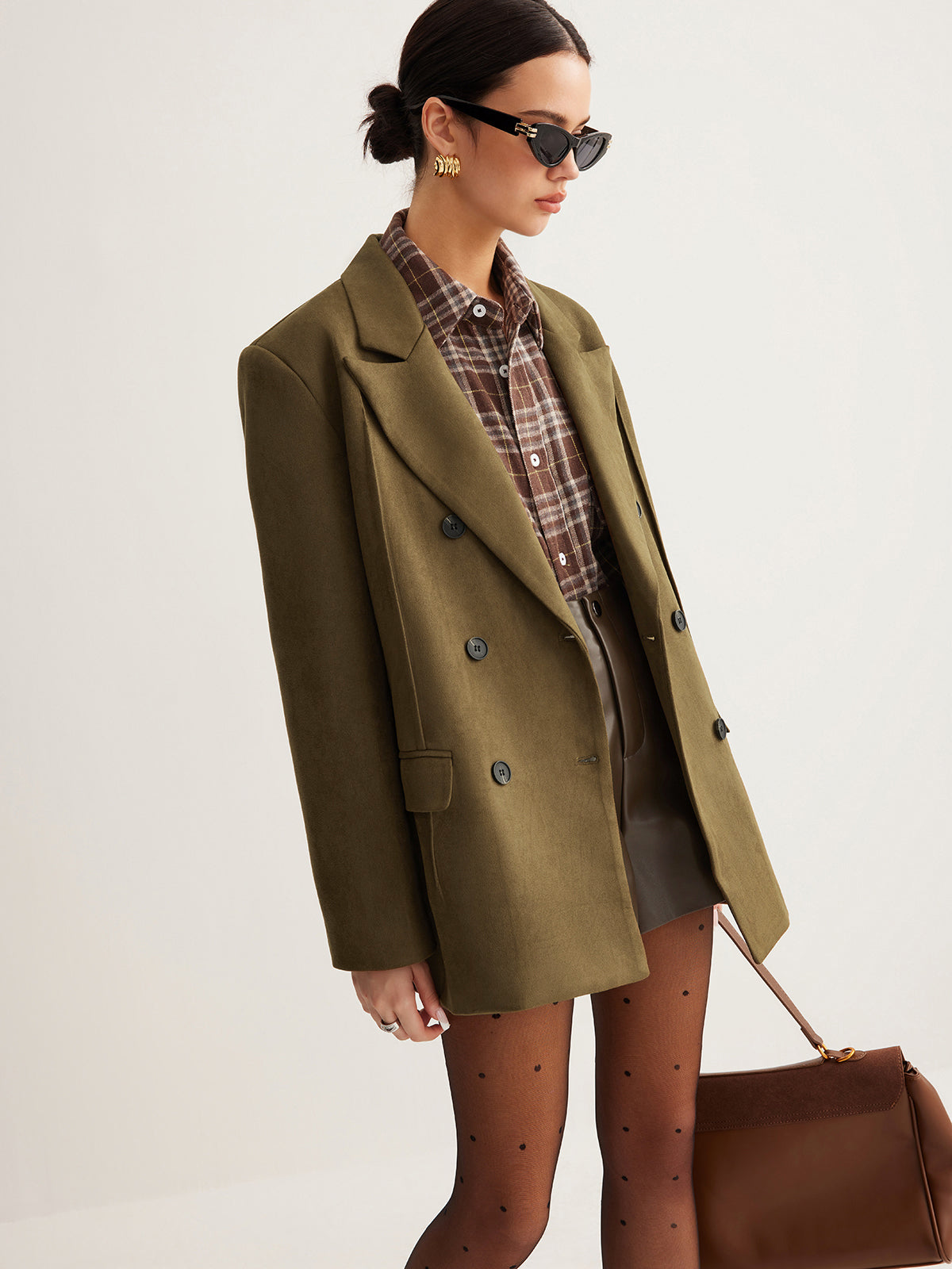 Suede Effect Back-Slit Blazer