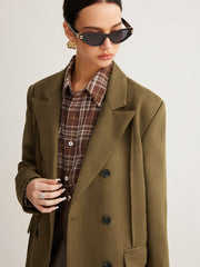 Suede Effect Back-Slit Blazer