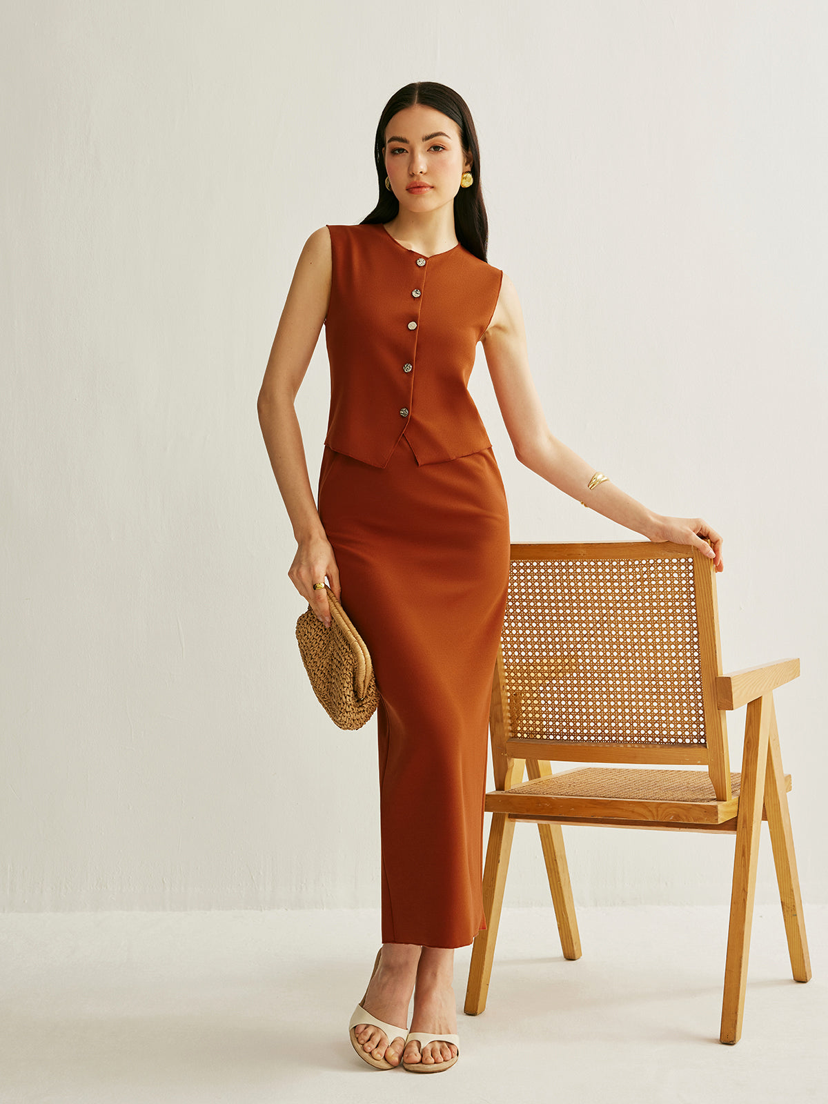 Elastic Waist A-Line Skirt