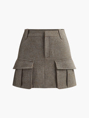 Wool-Blend Cargo Pockets Skirt