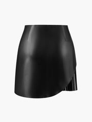 Faux Leather Pleated Panel Skirt