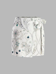 Floral Print Wrap Skirt