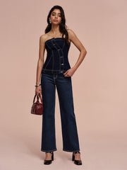 Mid-Waisted Straight-Leg Jeans