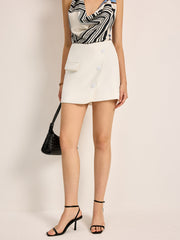 Buttoned Detail Wrap Skirt